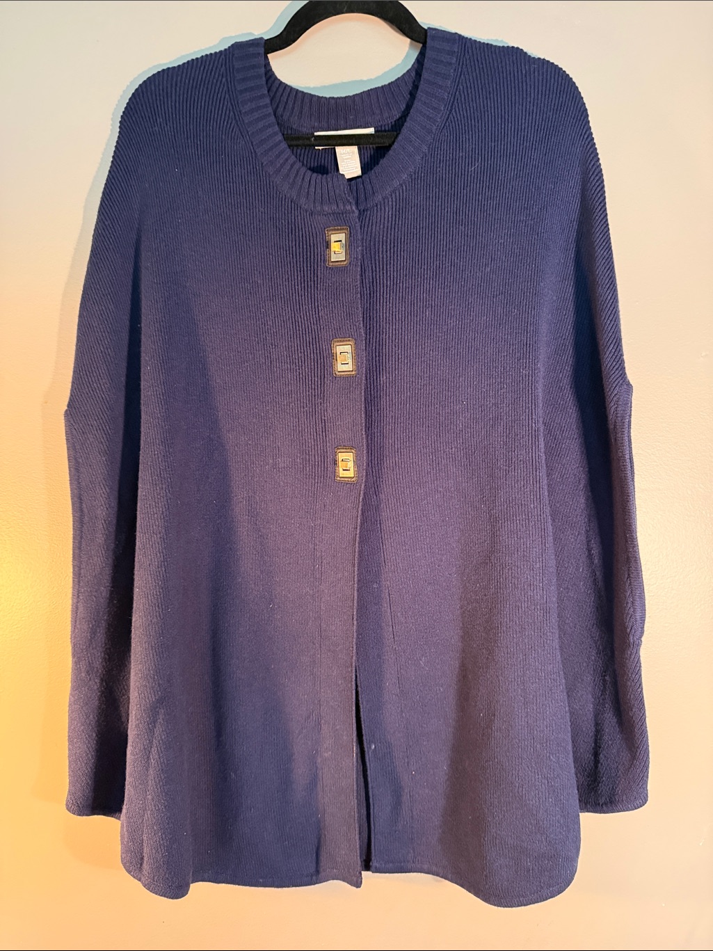 Banana Republic M/L Women's Navy Button-Front Sweater Poncho/Cape